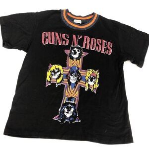 Women’s Black MOON Graphic Guns N Roses T Short Top Skull Cross